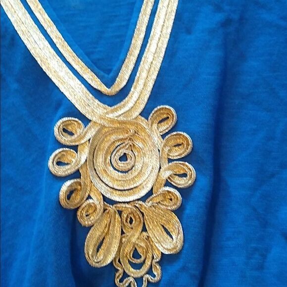 Lilly Pulitzer Royal Blue with Gold Accent Emerson TunicTop - Picture 9 of 16